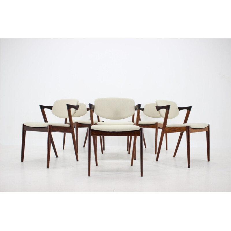 Set of 6 vintage Model 42 Rosewood Dining Chairs,Kai Kristiansen 1960s