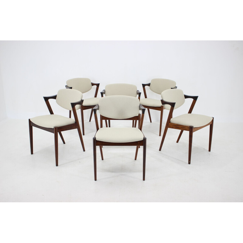 Set of 6 vintage Model 42 Rosewood Dining Chairs,Kai Kristiansen 1960s