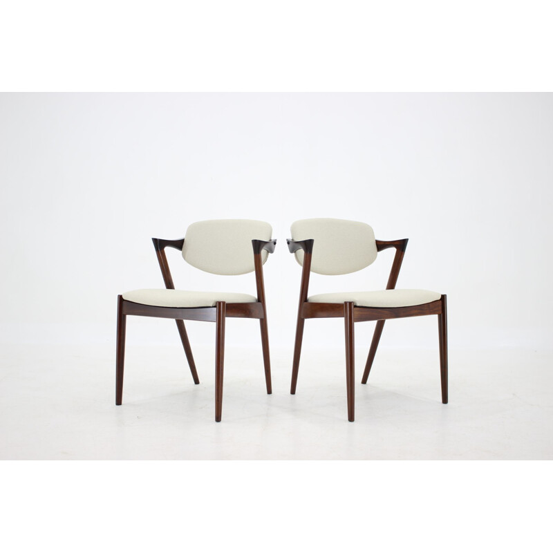 Lot de 6 chaises de salle à manger vintage en palissandre modèle 42, Kai Kristiansen, 1960