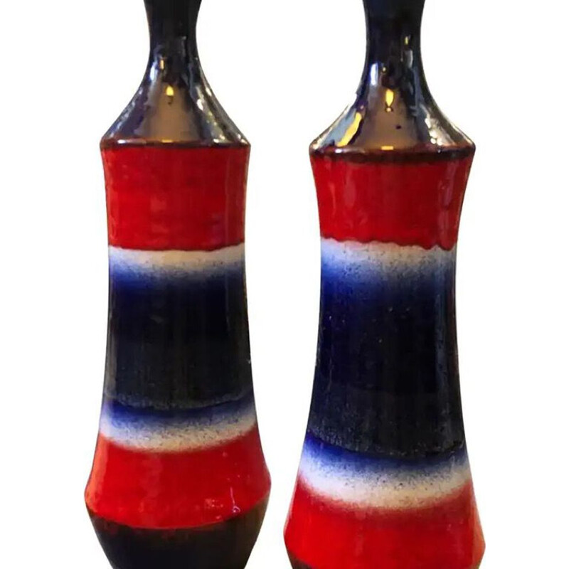 Pair of Mid-Century Vases Lava Ceramic Italian, 1970