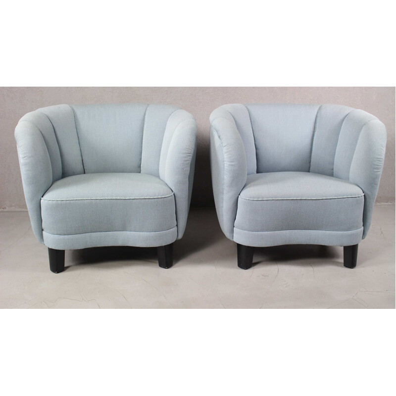 Pair of Curved Lounge or Club Chairs Danish Banana 1940s 