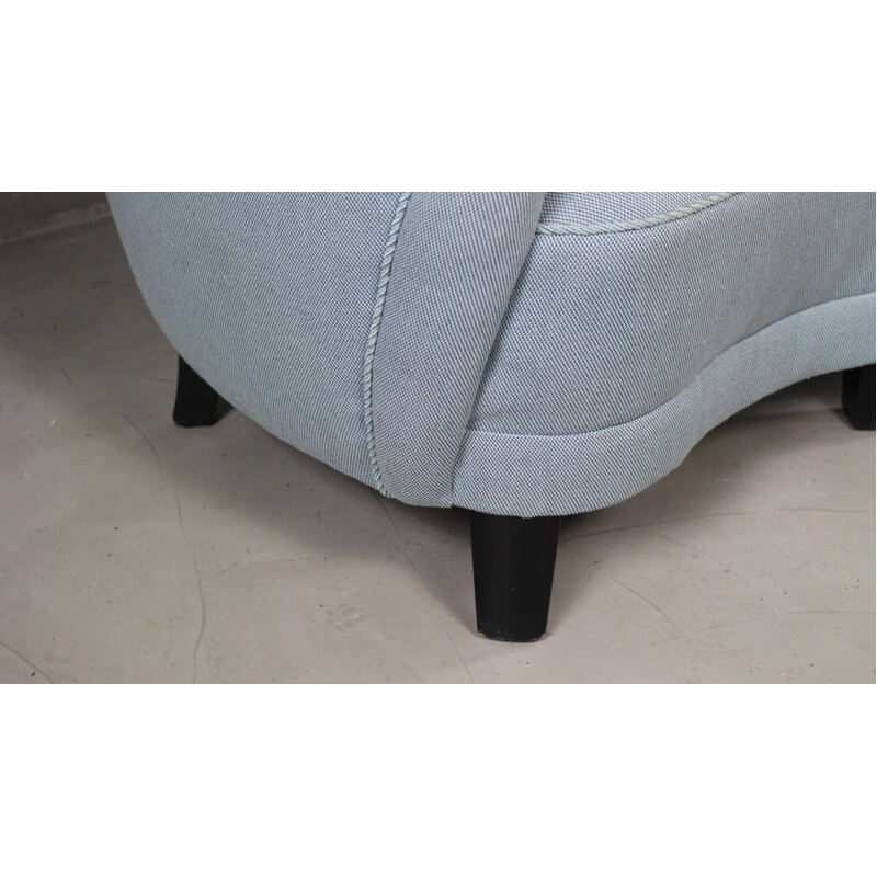 Paar 1940 Deense Banana gebogen lounge of club stoelen