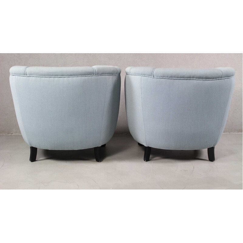 Paire de fauteuils lounge vintage ou de club courbés Banana Danois 1940s 