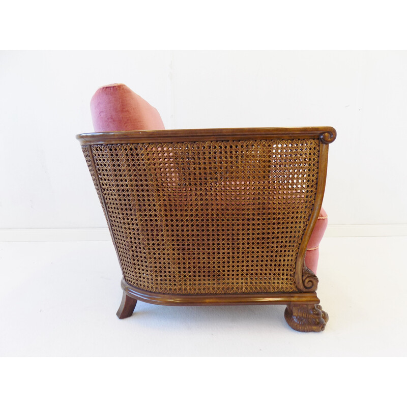 Vintage rattan wood armchair German 1930