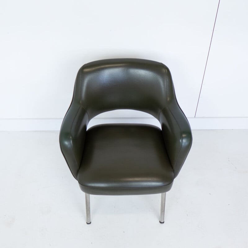 Vintage kunstlederen fauteuil Mobiltecnica Torino Italiaans 1980