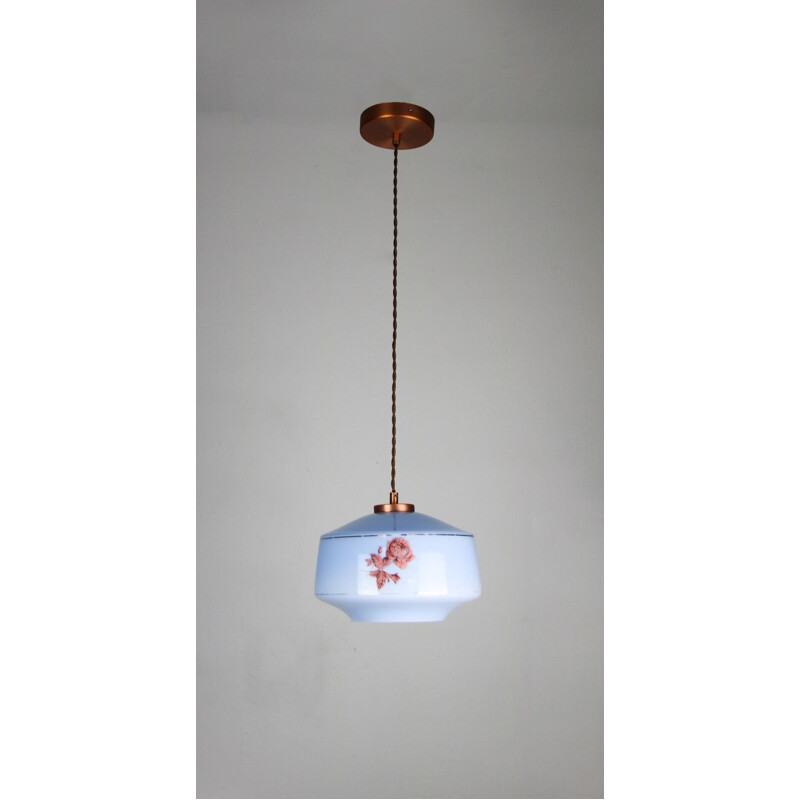 Vintage blue glass pendant light