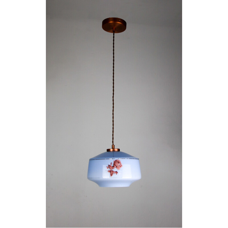 Vintage blue glass pendant light