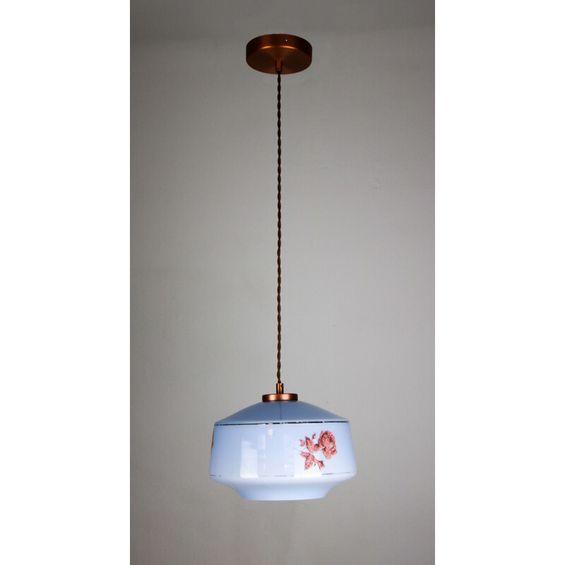 Vintage blue glass pendant light