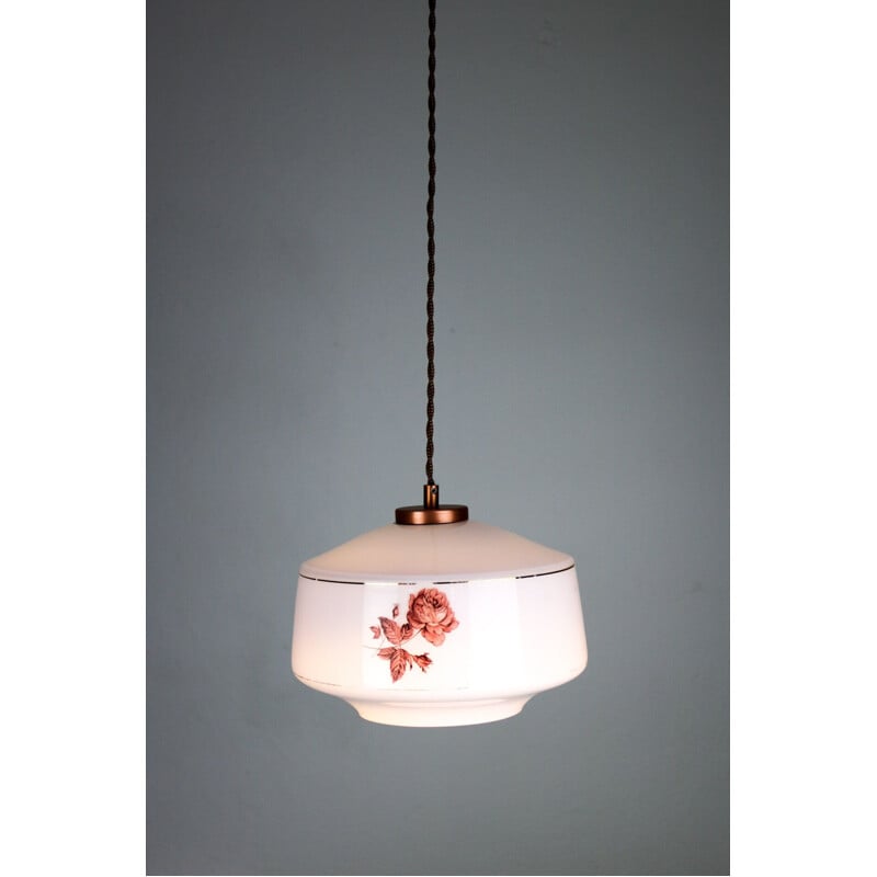 Vintage blue glass pendant light