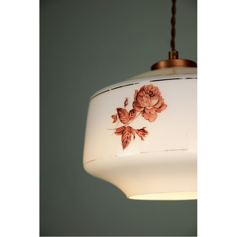 Vintage blauwe glazen hanglamp