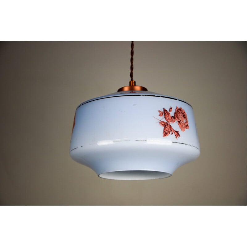 Vintage blue glass pendant light