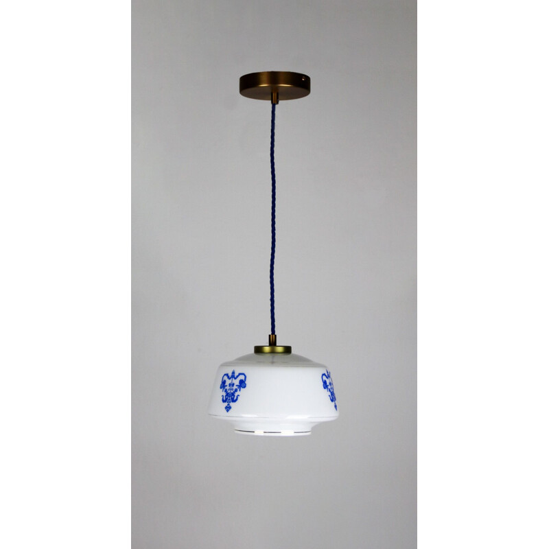 Vintage opaline glass pendant light