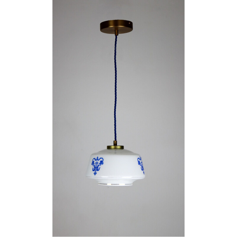 Vintage opaline glass pendant light