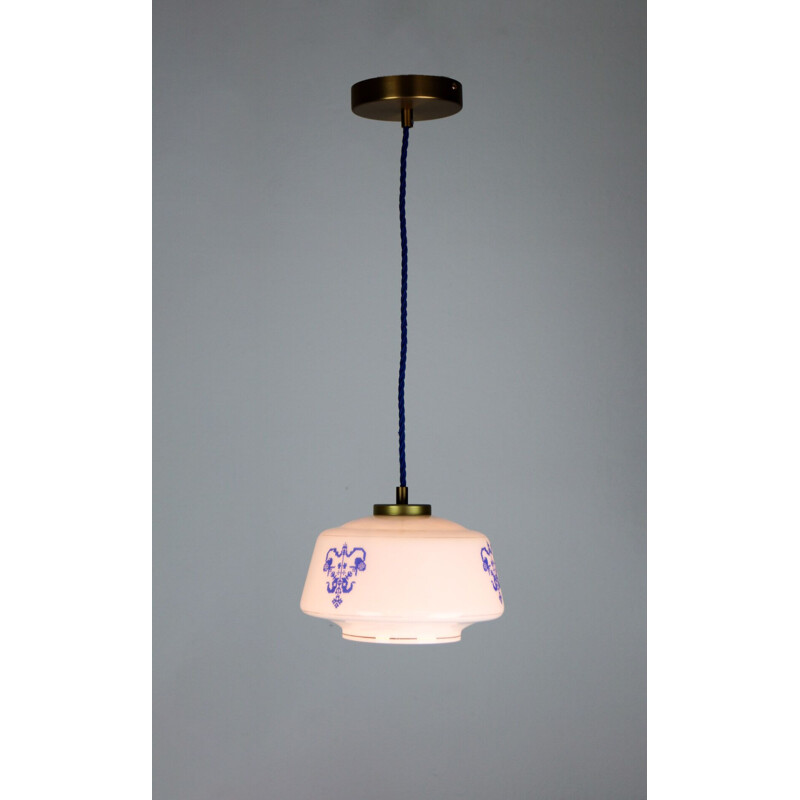 Vintage opaline glass pendant light