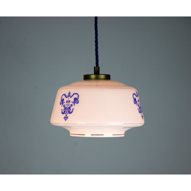 Vintage opaline glass pendant light