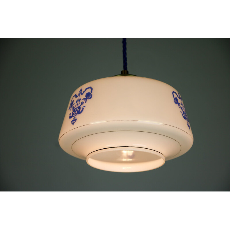 Vintage opaline glass pendant light