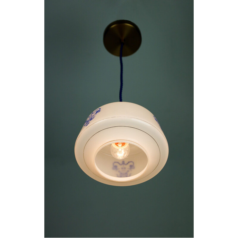 Vintage opaline glass pendant light