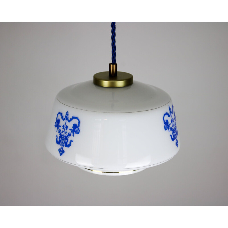 Vintage opaline glass pendant light