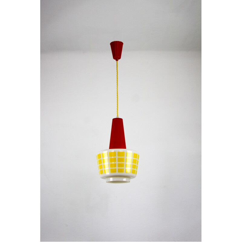 Vintage rode en gele glazen ophanging