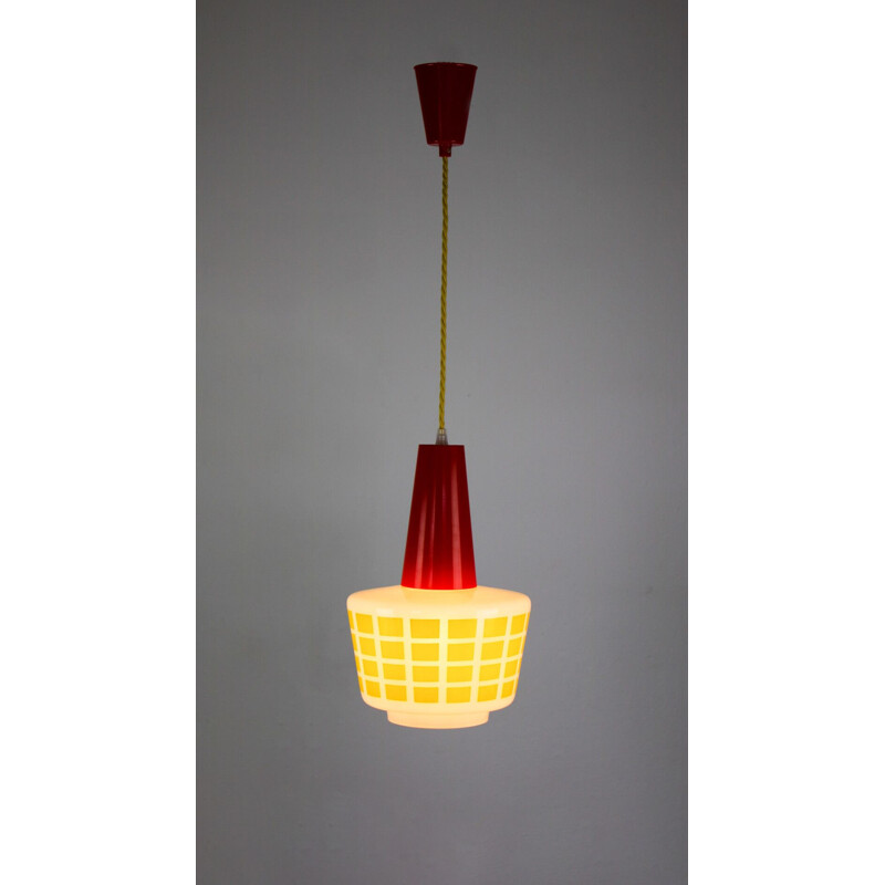 Vintage Red and yellow glass pendant lamp