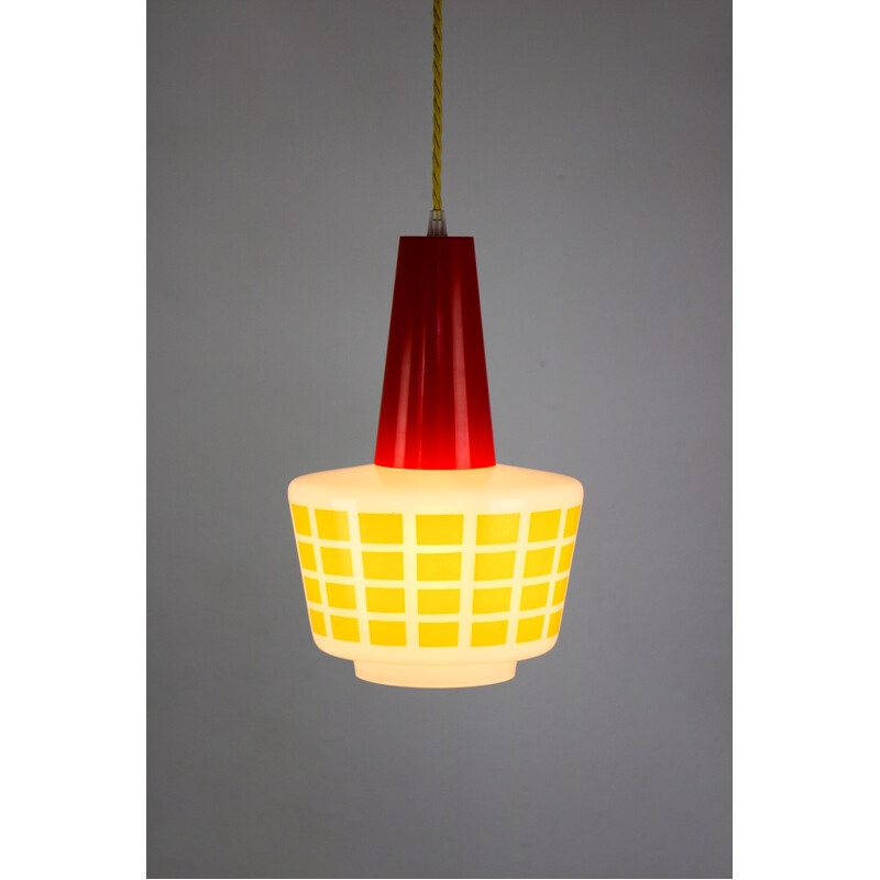 Vintage Red and yellow glass pendant lamp