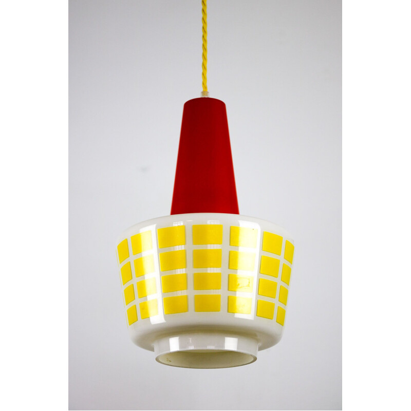 Vintage Red and yellow glass pendant lamp