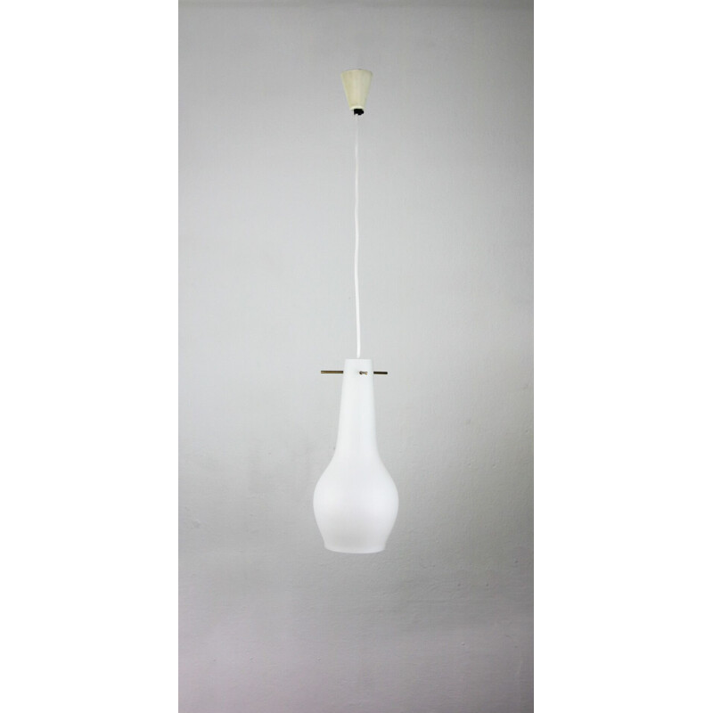 Lámpara de suspensión vintage danesa de cristal opalino