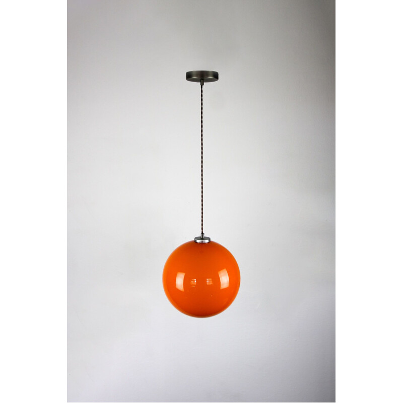 Suspension vintage en verre orange