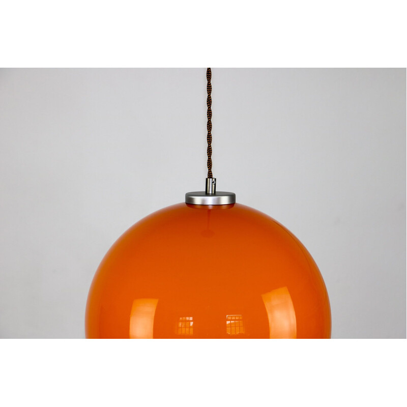 Mid-century orange glass pendant lamp