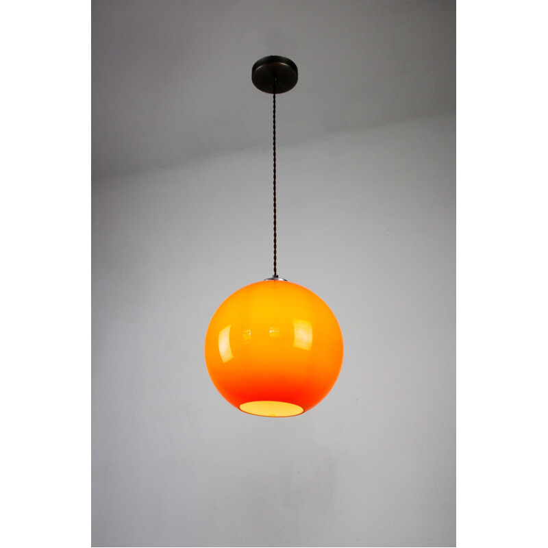 Mid-century orange glass pendant lamp