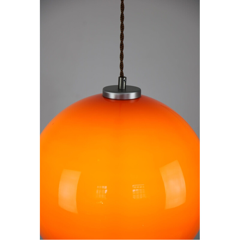 Mid-century orange glass pendant lamp