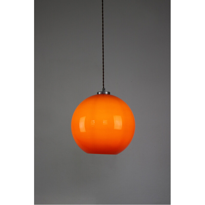 Mid-century orange glass pendant lamp