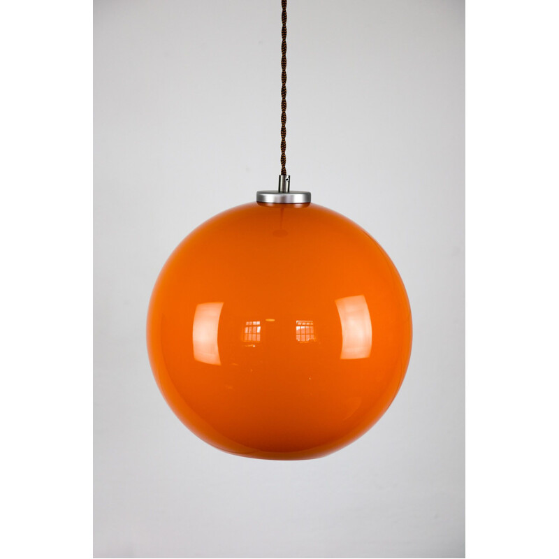 Suspension vintage en verre orange