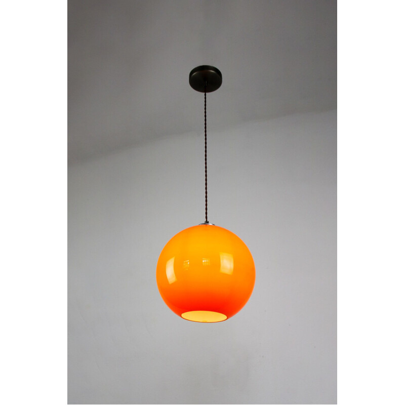 Mid-century orange glass pendant lamp