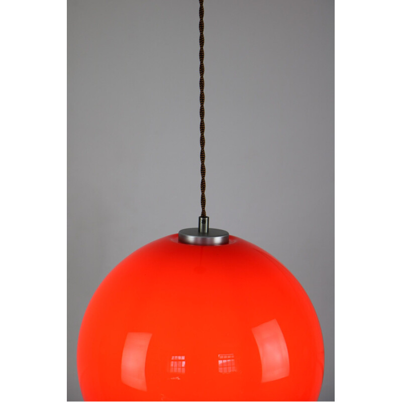 Mid-Century red glass pendant lamp