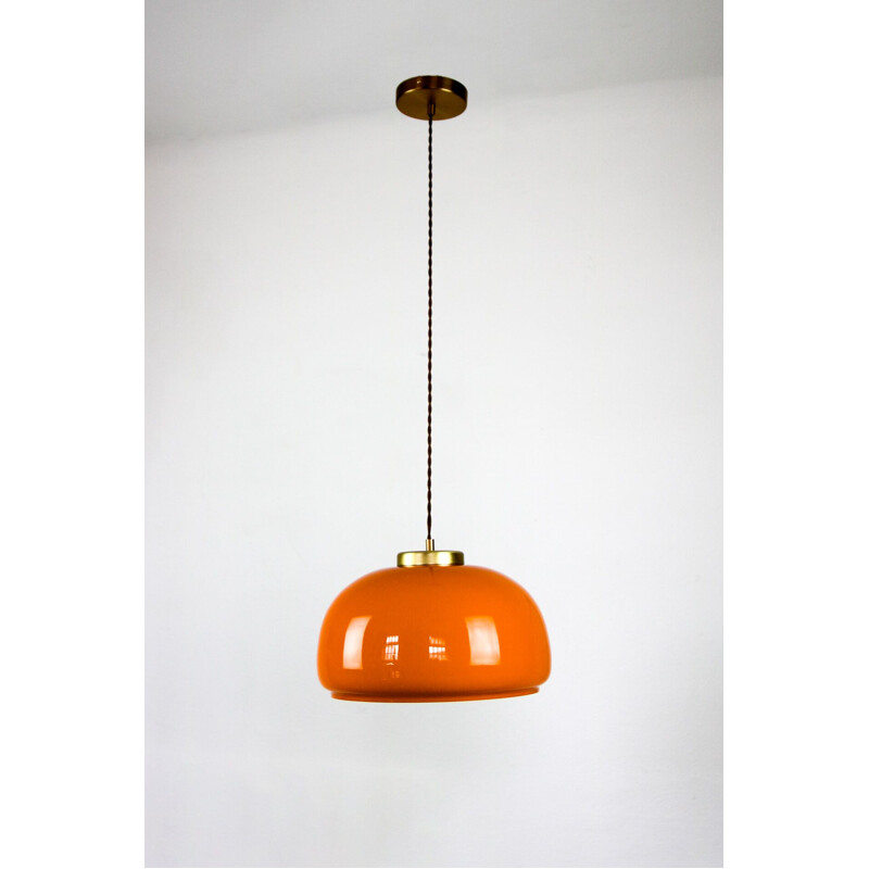 Mid-Century orange glass pendant lamp