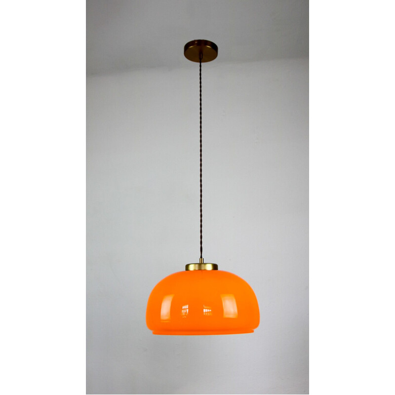 Mid-Century orange glass pendant lamp