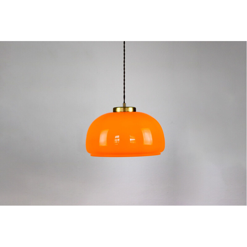 Mid-Century orange glass pendant lamp