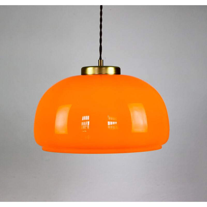 Mid-Century orange glass pendant lamp