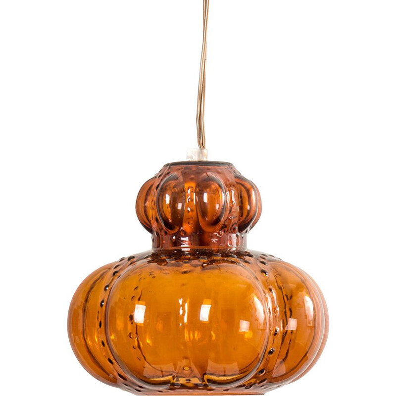 Vintage Amber Glass Pendant Lamp, 1960s