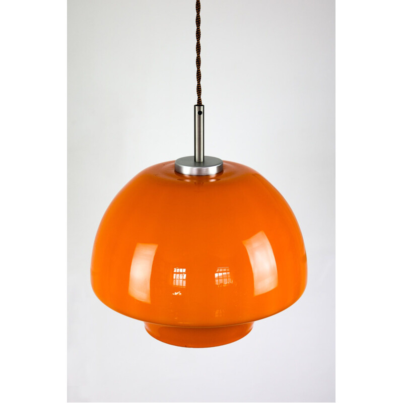 Suspension vintage en verre orange