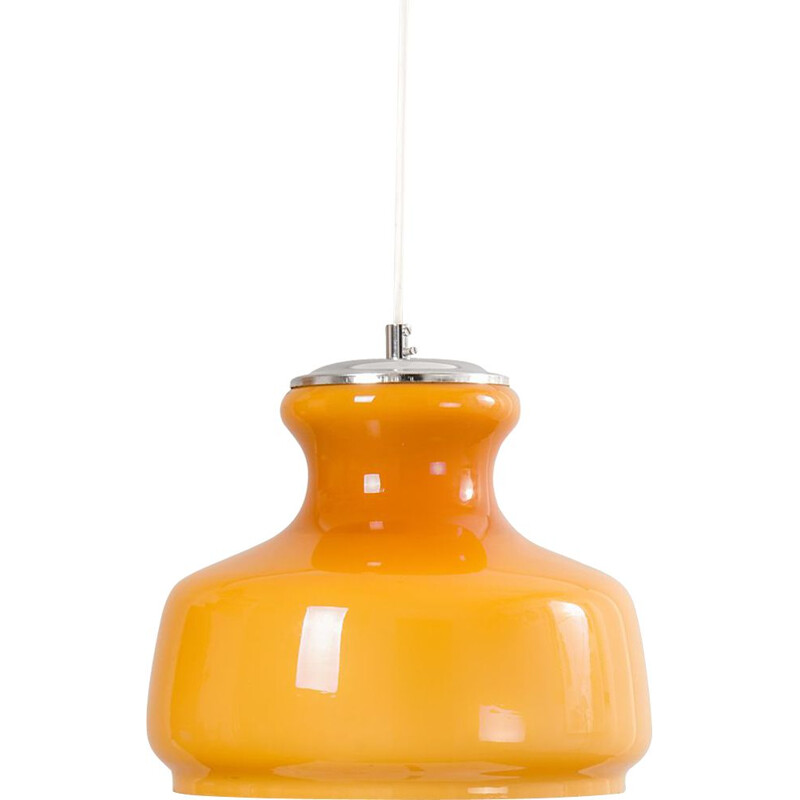 Vintage Orange Opaline Glass pendant lamp, 1960s