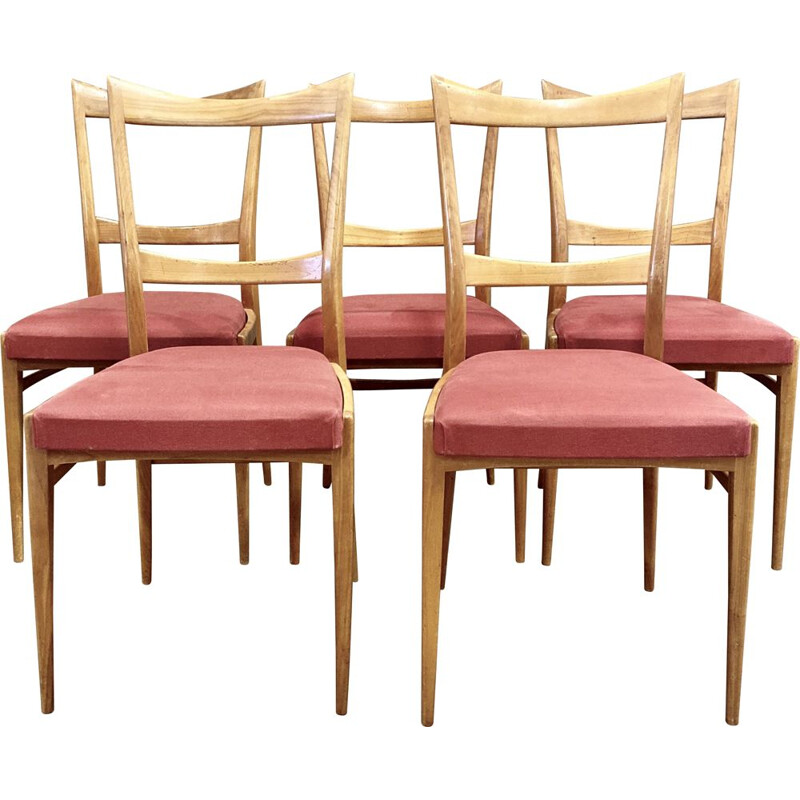Set of 5 vintage scandinavian chairs 1950's