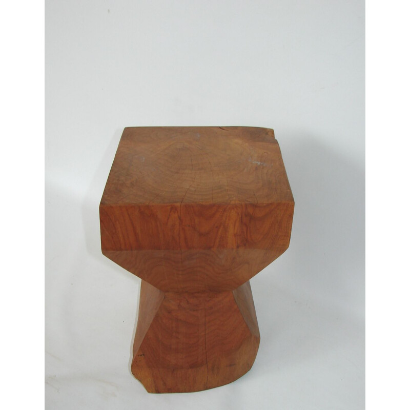 Vintage solid wood stool 1970