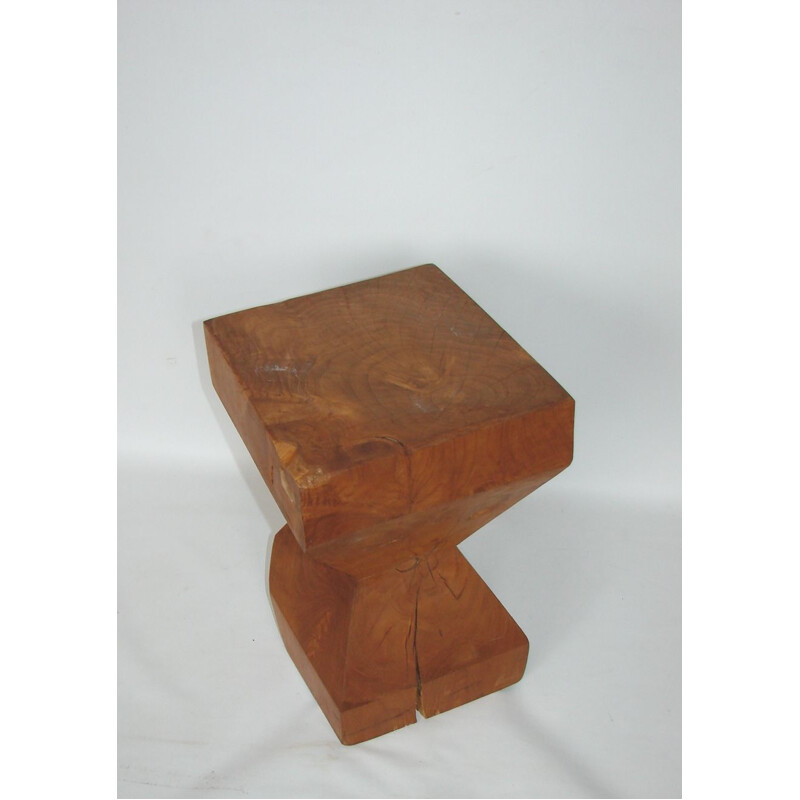 Tabouret vintage en bois massif  1970