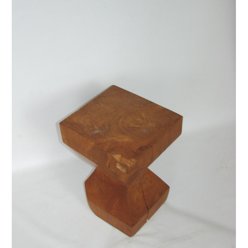 Vintage solid wood stool 1970