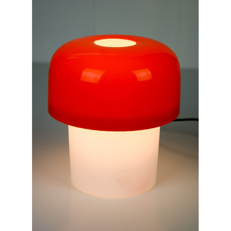 Mid-Century space age red table lamp from Luigi Massoni for Guzzini, 1970s