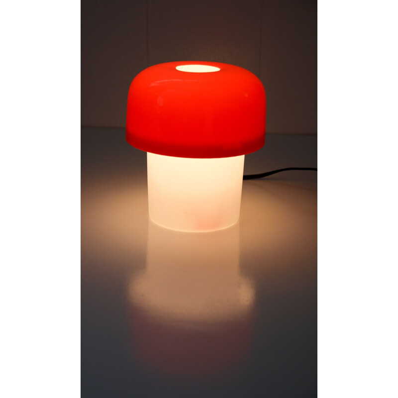Lampe de table vintage rouge de l'ère spatiale de Luigi Massoni pour Guzzini 1970