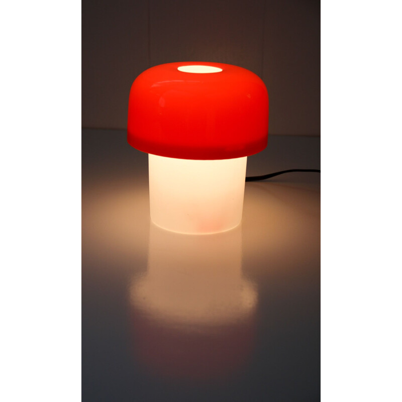 Mid-Century space age red table lamp from Luigi Massoni for Guzzini, 1970s