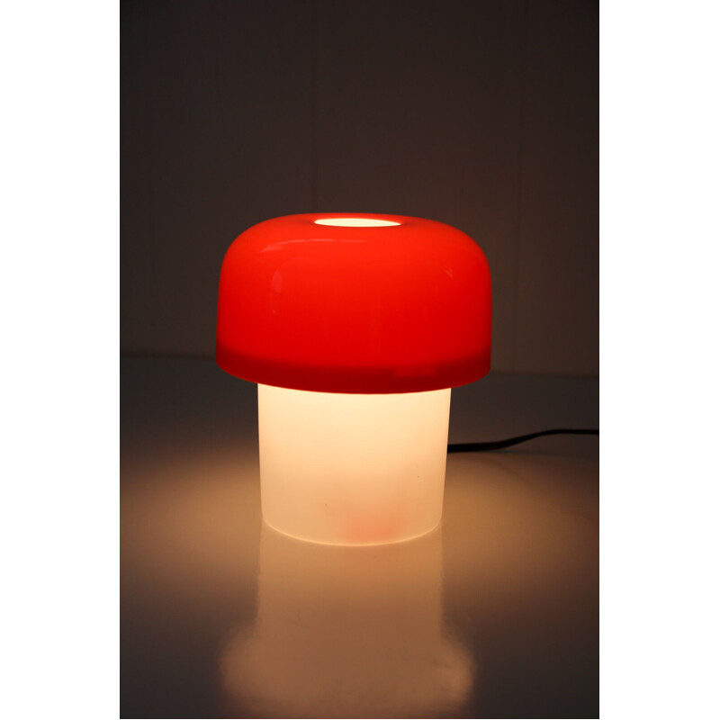 Mid-Century space age red table lamp from Luigi Massoni for Guzzini, 1970s